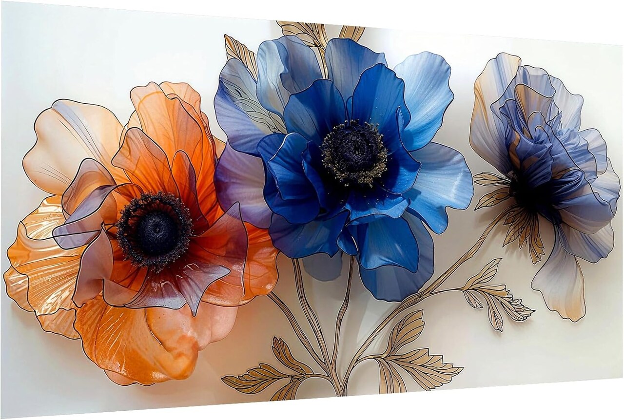 Large Diamond Art Kits for Adults - 5D Flowers Diamond Painting Kits for Adults, DIY Full Drill Large Flower Diamond Art Painting, Floral Gem Art Kits